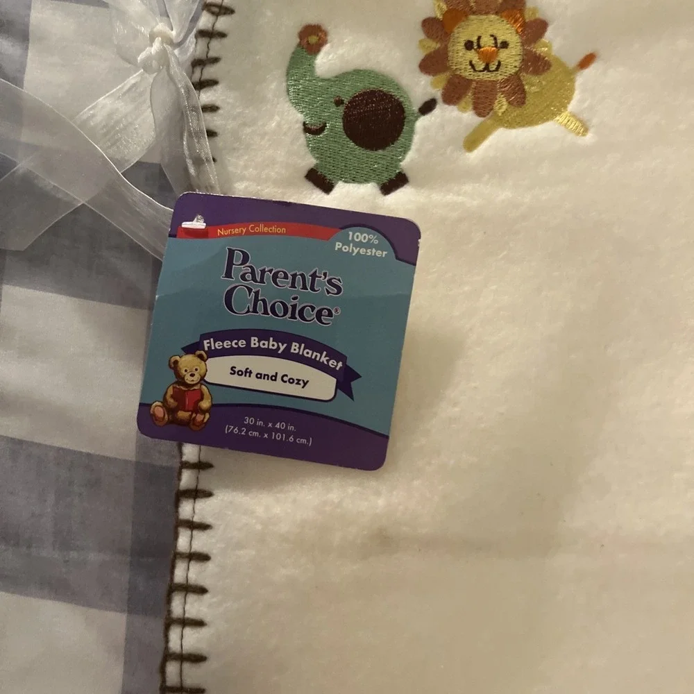 Parents Choice Lovey Baby Blanket Elephant Lion Fleece Stitched Trim 30 By 40